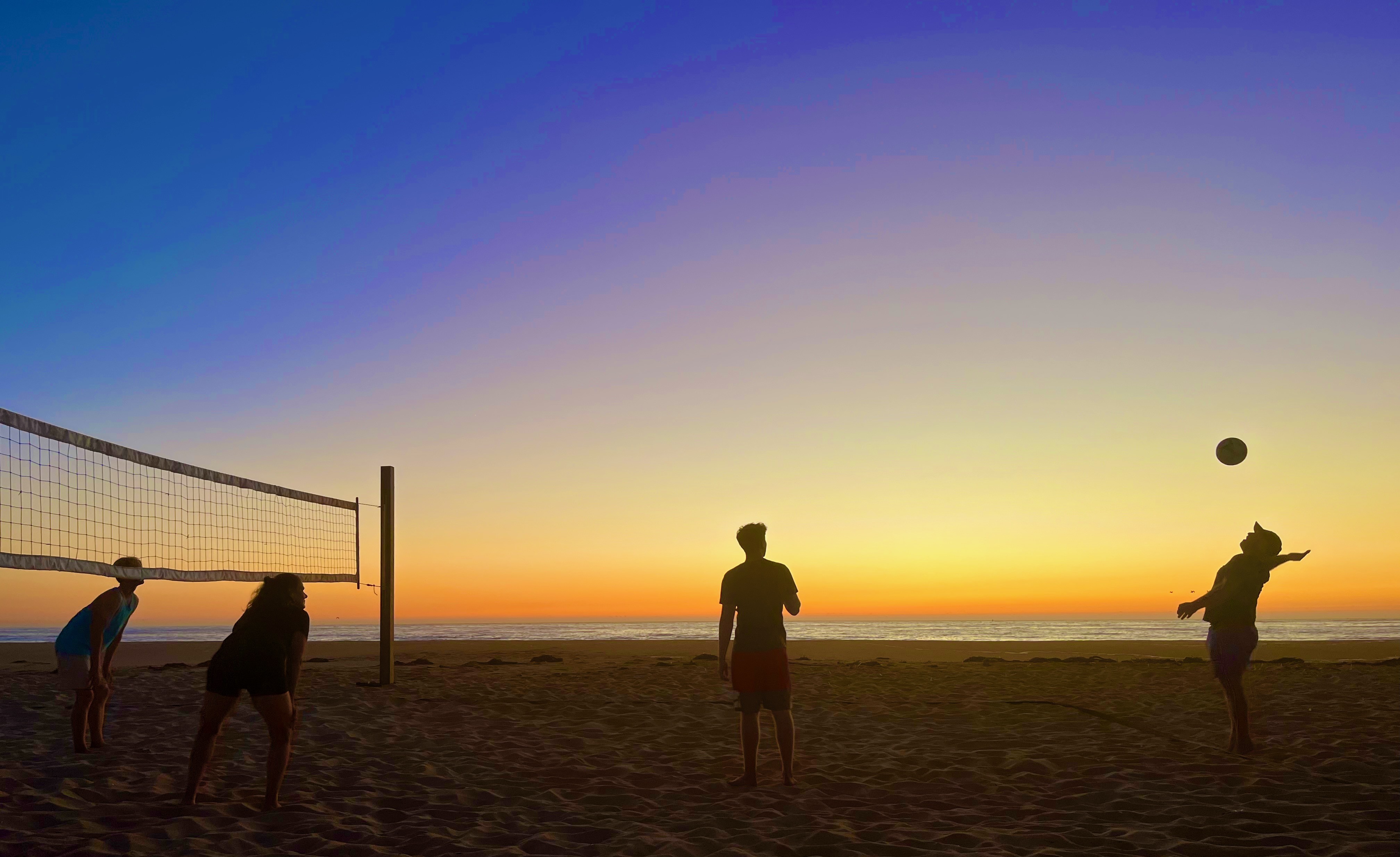 Evening volleyball on the new courts at Poplar Beach.